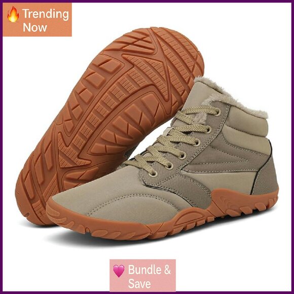 Winter Hiking Boots Wide Toe Box Waterproof Snow Boots Zero Drop Sole - Picture 7 of 7